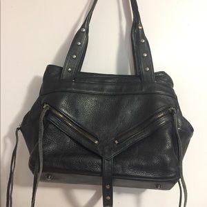 Botkier Large Trigger Satchel in Black Leather.